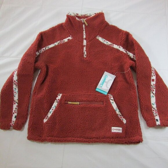Hooey Women's 1/4 Quarter Zip Sherpa Fleece Pullover - Marsala - Picture 1 of 4
